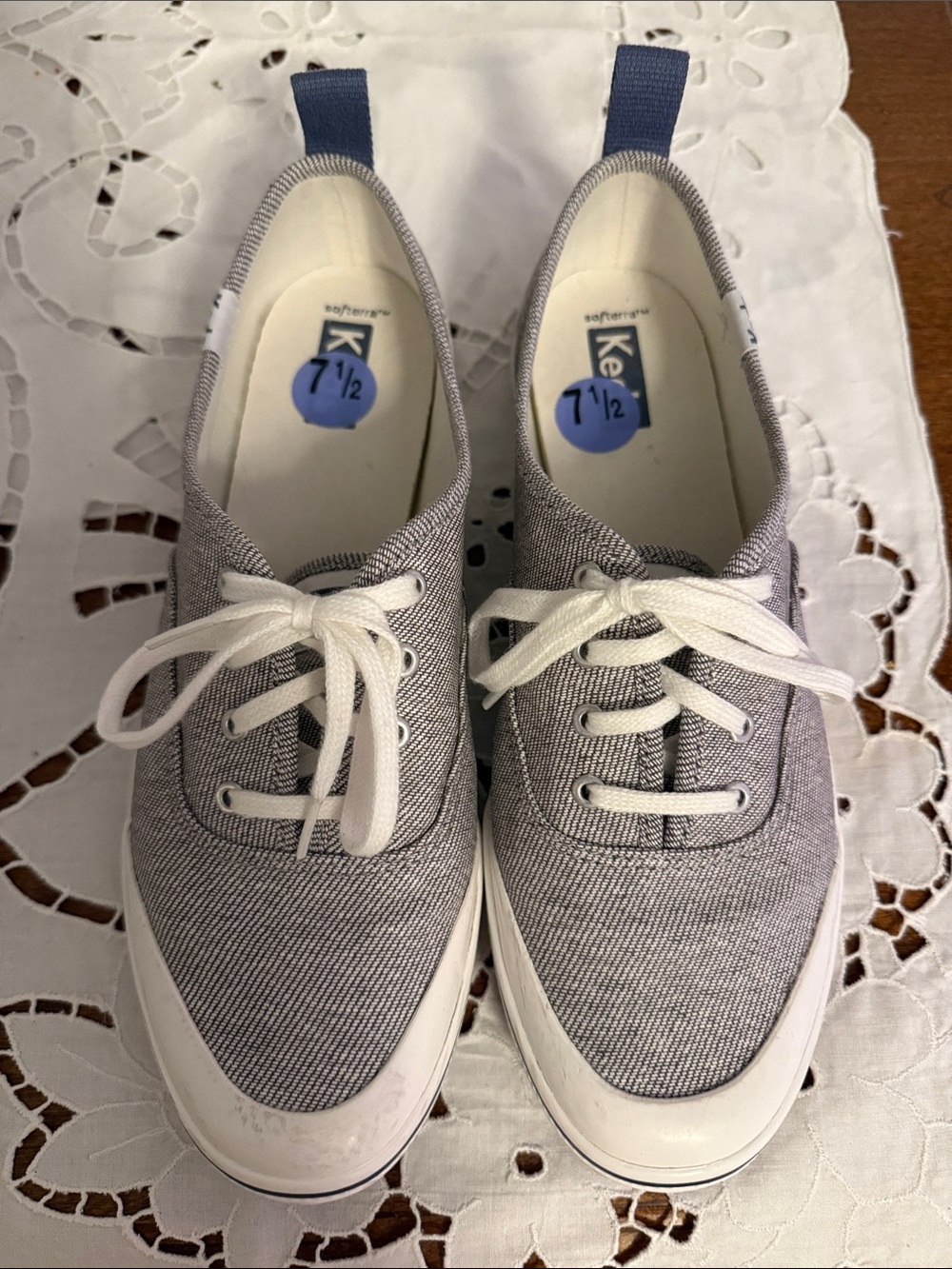 Keds Women's Gray Canvas Lace-Up Sneakers with White Accents
